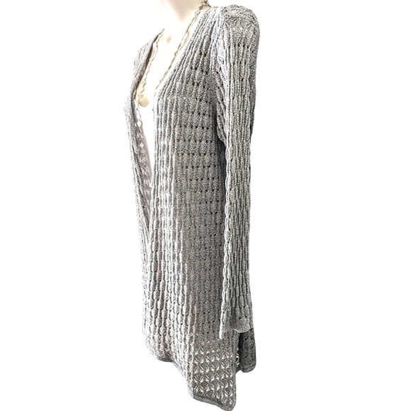 🍁 Est 1946 Silvery Gray Open Knit Cardigan Size 18/20 - Picture 4 of 11